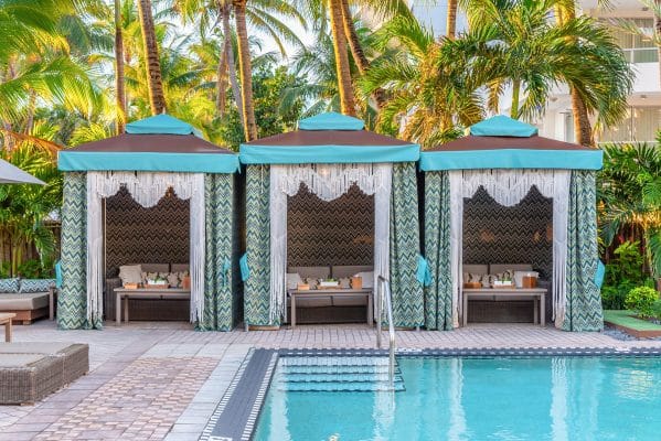 Pool cabanas at The National Hotel Miami Beach